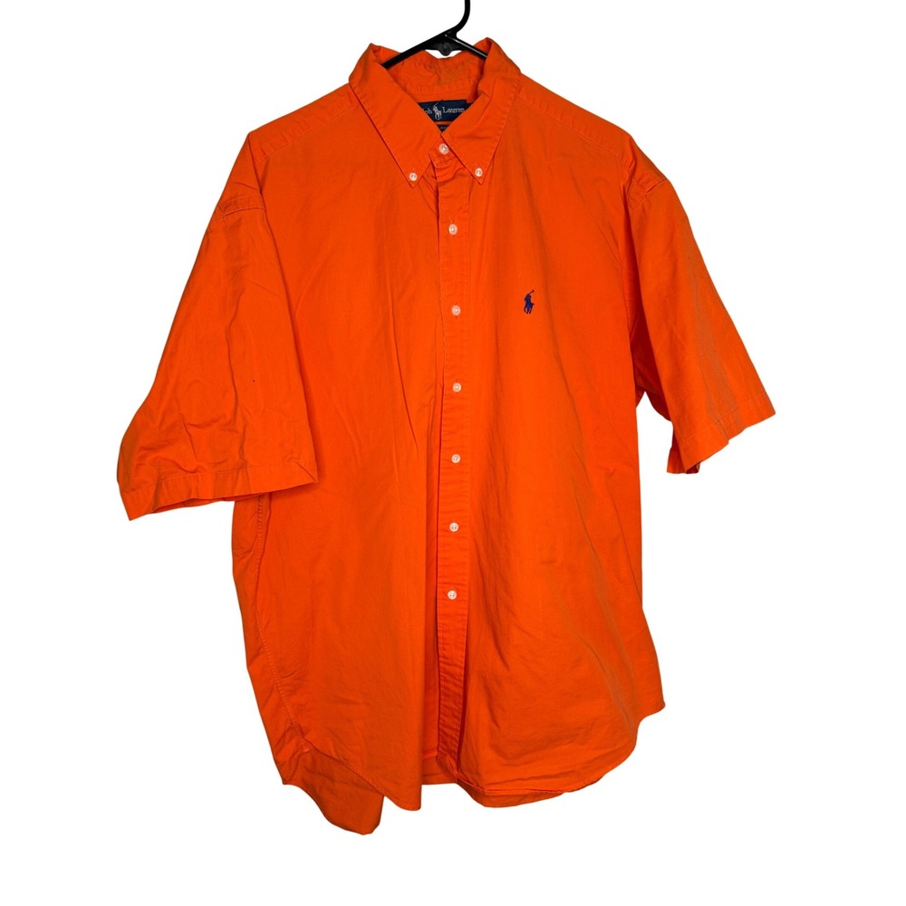 Ralph Lauren Blake cotton orange short sleeve button down top